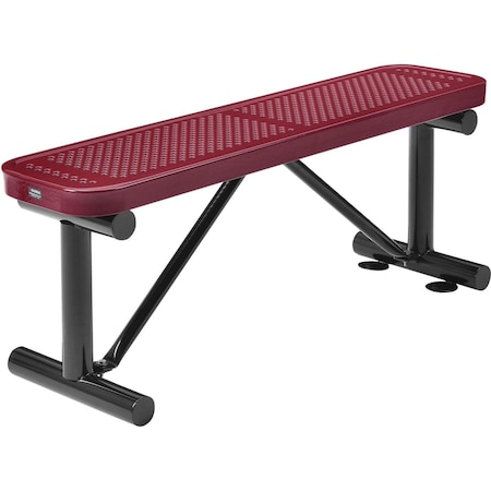 Global Industrial 48L Outdoor Steel Flat Bench, Perforated Metal, Red 695742RD